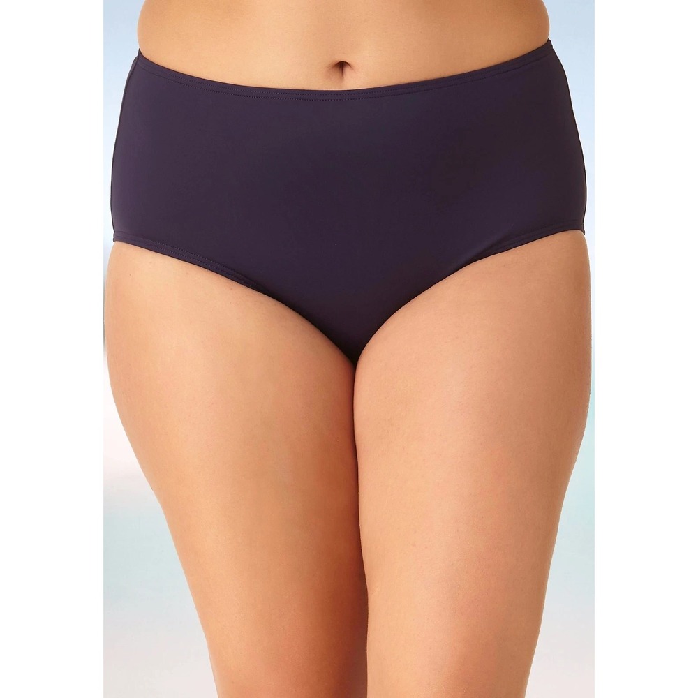 ANNE COLE Plus Size 22W Navy Colorblast High Waist Swim Bottom NWT $60